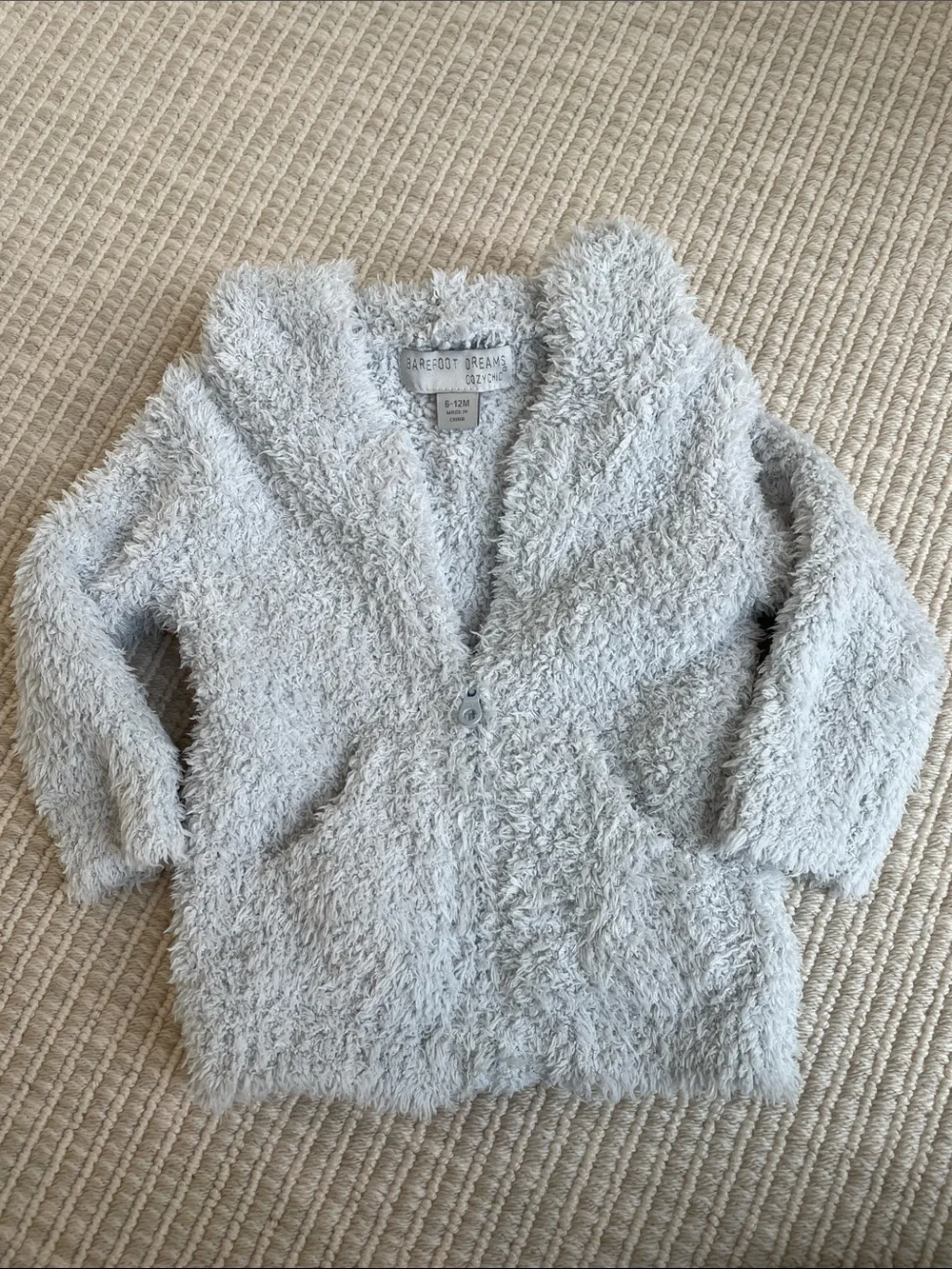 Barefoot Dreams Plush Hooded Kids Jacket in Light Gray